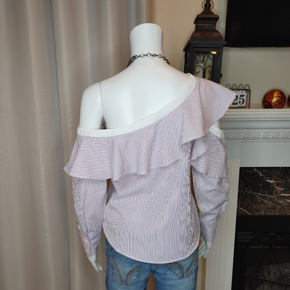 ENGLISH FACTORY STRIPES ASYMMETRICAL SHIRT S - Picture 9 of 14